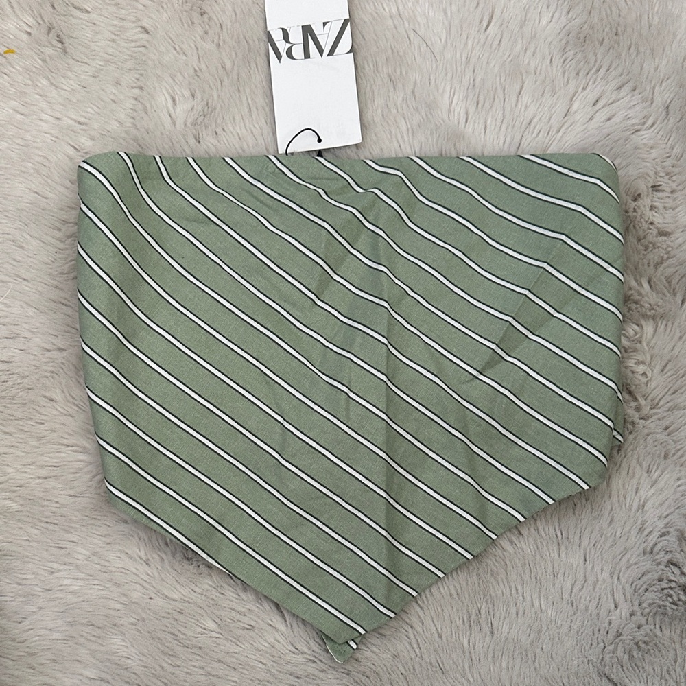 NWT Zara Olive and White Striped Bandana